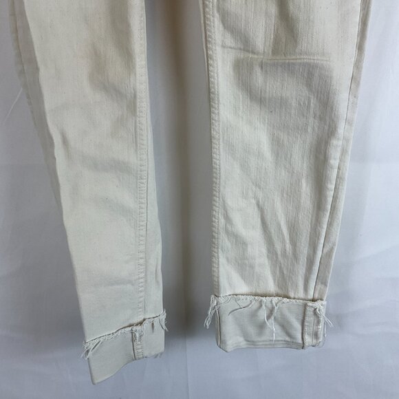 Acne Studios Jeans 26/32 Flex Used Ecru Cream Distressed Cuffed Raw Hem - Picture 4 of 12